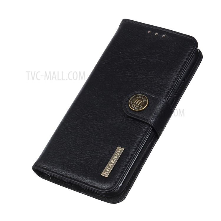 KHAZNEH Magnetic Buckle PU Leather Phone Cover Wallet Case for Realme C21 - Black-7