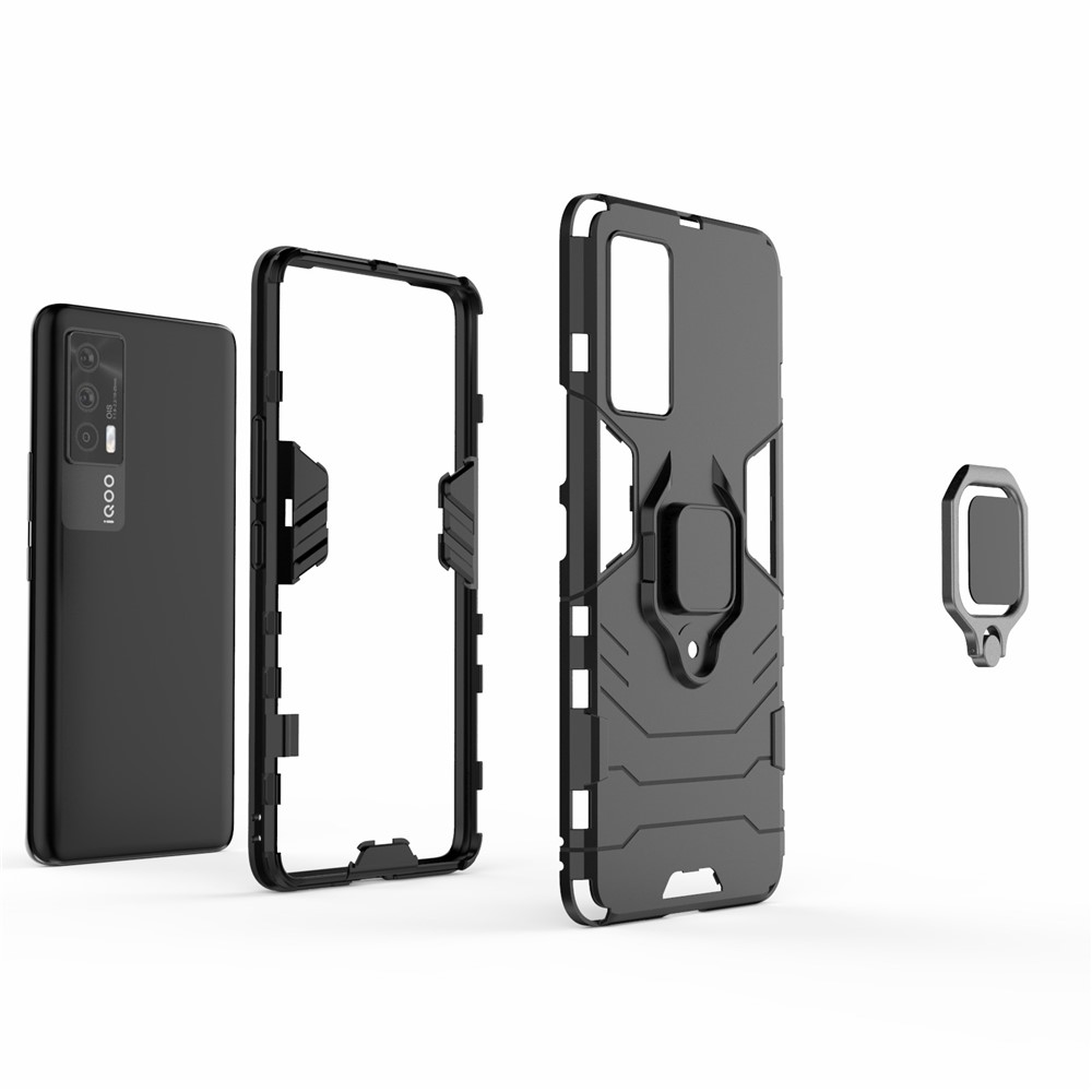 Well-Protected Cool Guard PC + TPU Combo Kickstand Hybrid Phone Cover Case for vivo iQOO Neo5 - Black-2