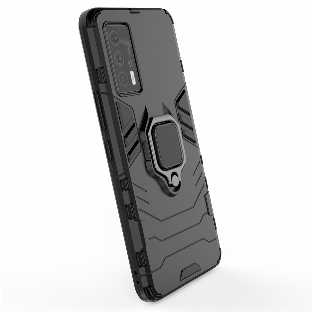Well-Protected Cool Guard PC + TPU Combo Kickstand Hybrid Phone Cover Case for vivo iQOO Neo5 - Black-4