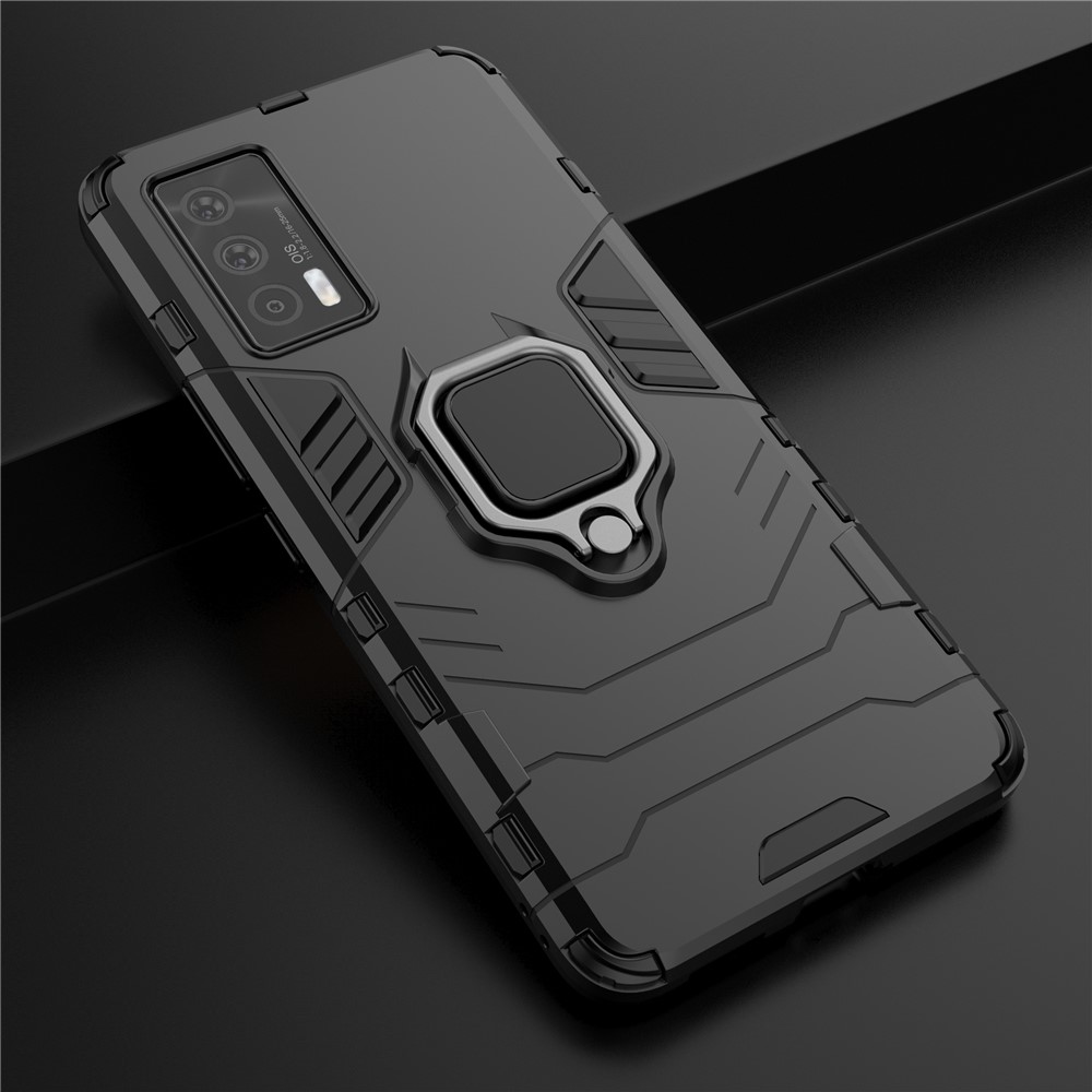 Well-Protected Cool Guard PC + TPU Combo Kickstand Hybrid Phone Cover Case for vivo iQOO Neo5 - Black-8