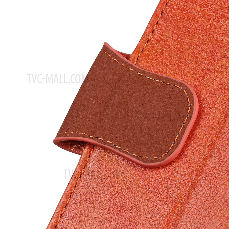 Full Protection Nappa Texture Split Leather Stand Phone Cover for Realme 8/8 Pro - Orange-10