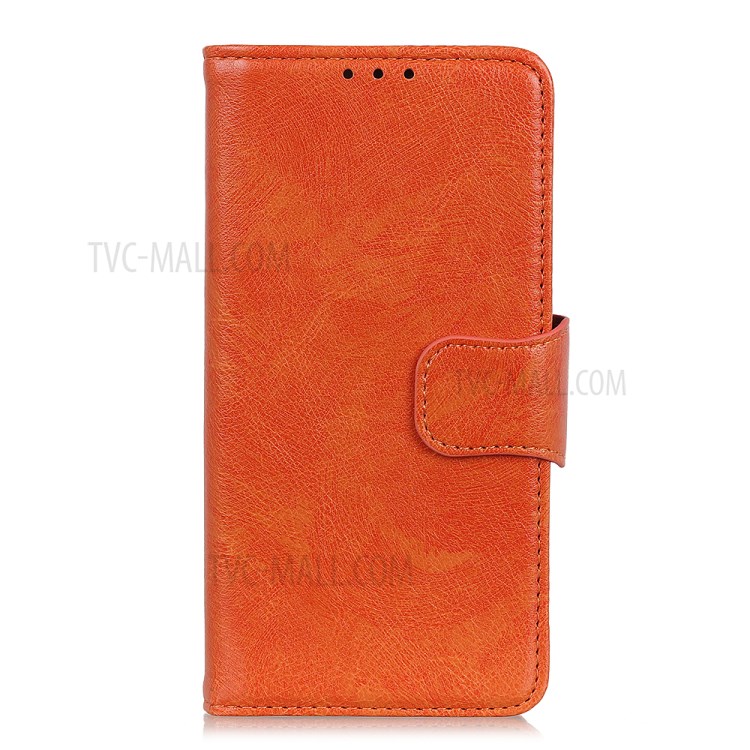 Full Protection Nappa Texture Split Leather Stand Phone Cover for Realme 8/8 Pro - Orange-2