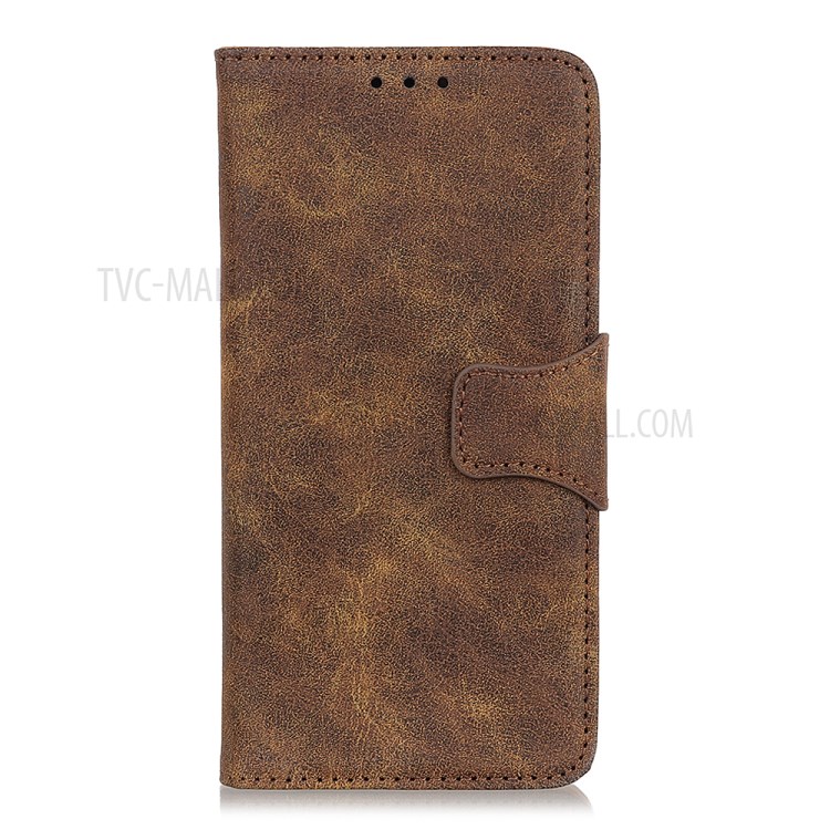 Retro Style Split Leather Phone Case Standing Wallet Shell for Realme 8/8 Pro - Brown-2