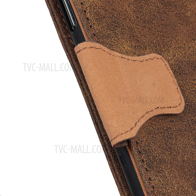 Retro Style Split Leather Phone Case Standing Wallet Shell for Realme 8/8 Pro - Brown-9