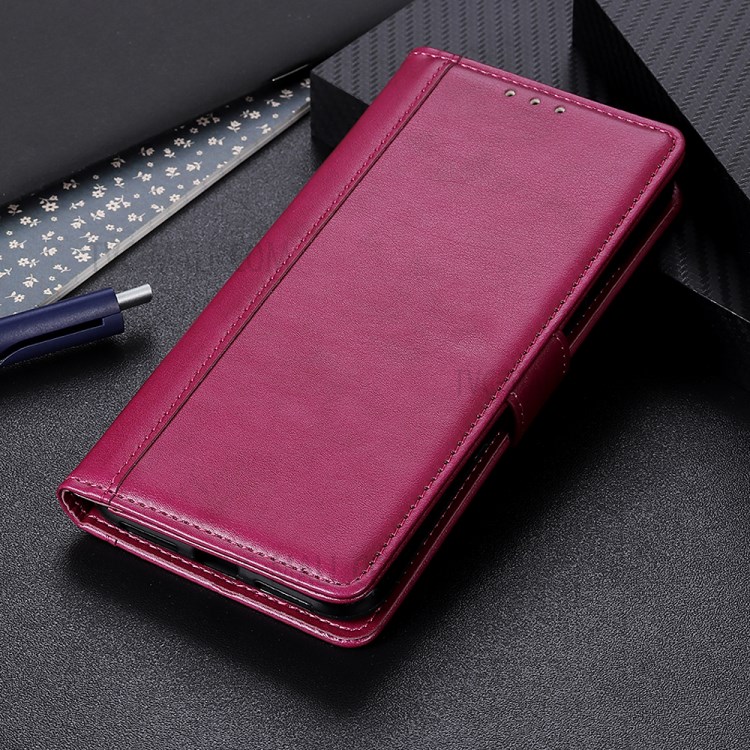 PU Leather Smooth-Feeling Wallet Stand Mobile Phone Shell Case Protector for Oppo A54 5G / A74 5G / A93 5G - Red-12