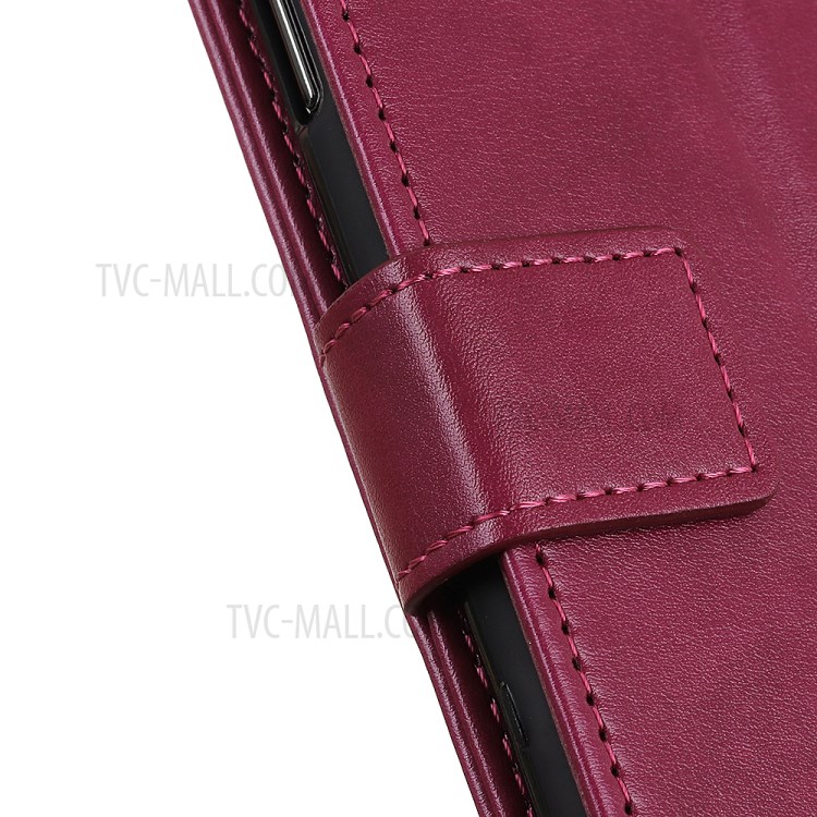 PU Leather Smooth-Feeling Wallet Stand Mobile Phone Shell Case Protector for Oppo A54 5G / A74 5G / A93 5G - Red-8