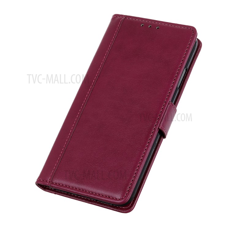 PU Leather Smooth-Feeling Wallet Stand Mobile Phone Shell Case Protector for Oppo A54 5G / A74 5G / A93 5G - Red-9