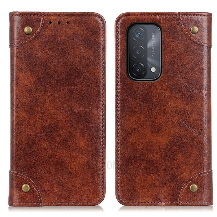 Auto-Absorbed Protective Case with Wallet and Stand for Oppo A93 5G/A54 5G/A74 5G - Brown-1