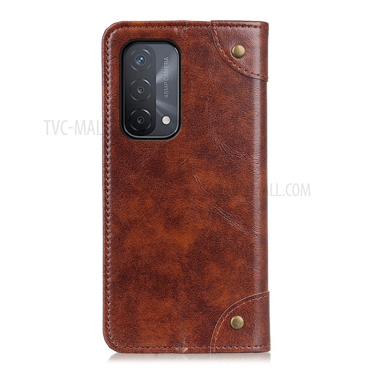 Auto-Absorbed Protective Case with Wallet and Stand for Oppo A93 5G/A54 5G/A74 5G - Brown-3