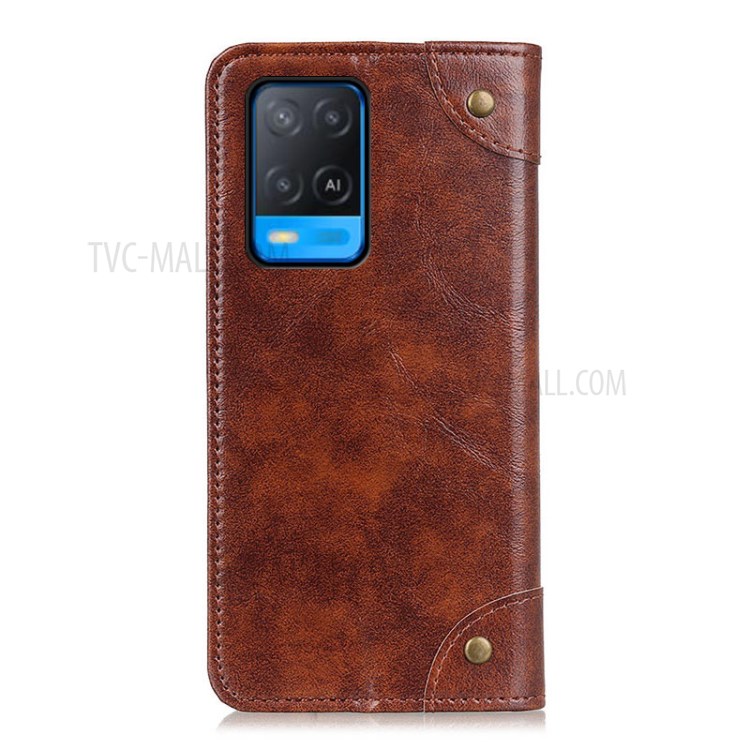 Magnetic Auto-Absorbed Wallet Stand Full-Protection PU Leather Case Shell for Oppo A54 4G - Brown-3