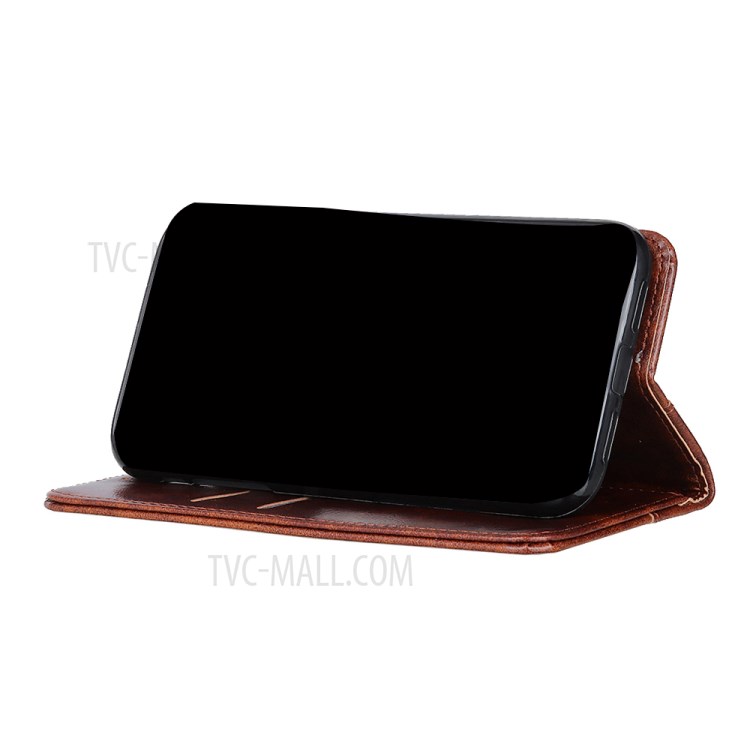 Magnetic Auto-Absorbed Wallet Stand Full-Protection PU Leather Case Shell for Oppo A54 4G - Brown-6