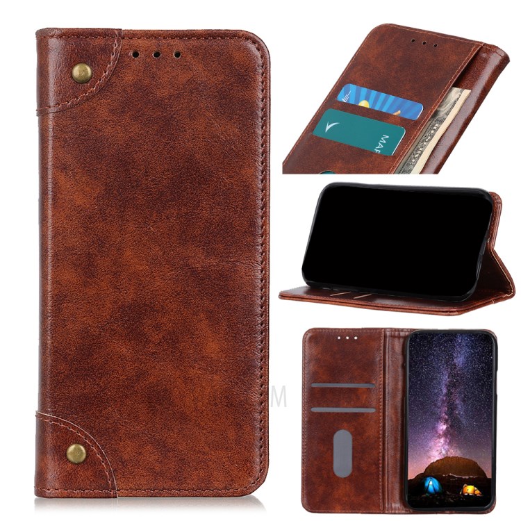 Magnetic Auto-Absorbed Wallet Stand Full-Protection PU Leather Case Shell for Oppo A54 4G - Brown-9