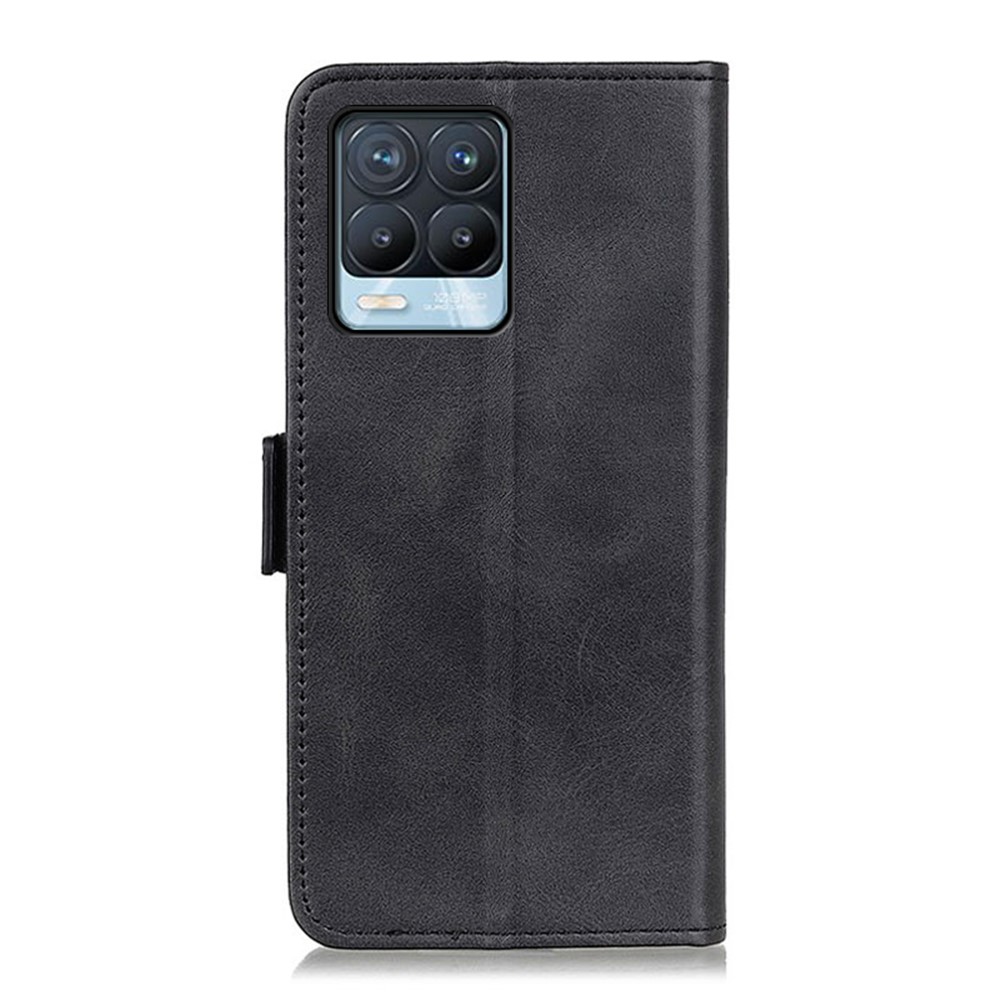 PU Leather Magnetic Double Clasp Wallet Stand Cellphone Cover Case Protector for Realme 8/8 Pro - Black-3