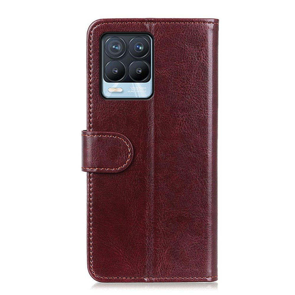 PU Leather Crazy Horse Texture Wallet Stand Phone Protective Case Cover for Realme 8/8 Pro - Brown-3