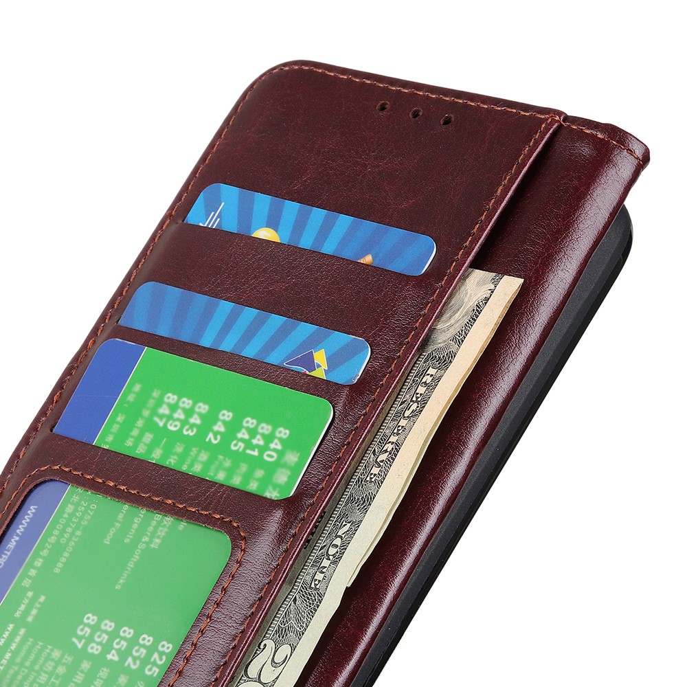 PU Leather Crazy Horse Texture Wallet Stand Phone Protective Case Cover for Realme 8/8 Pro - Brown-6