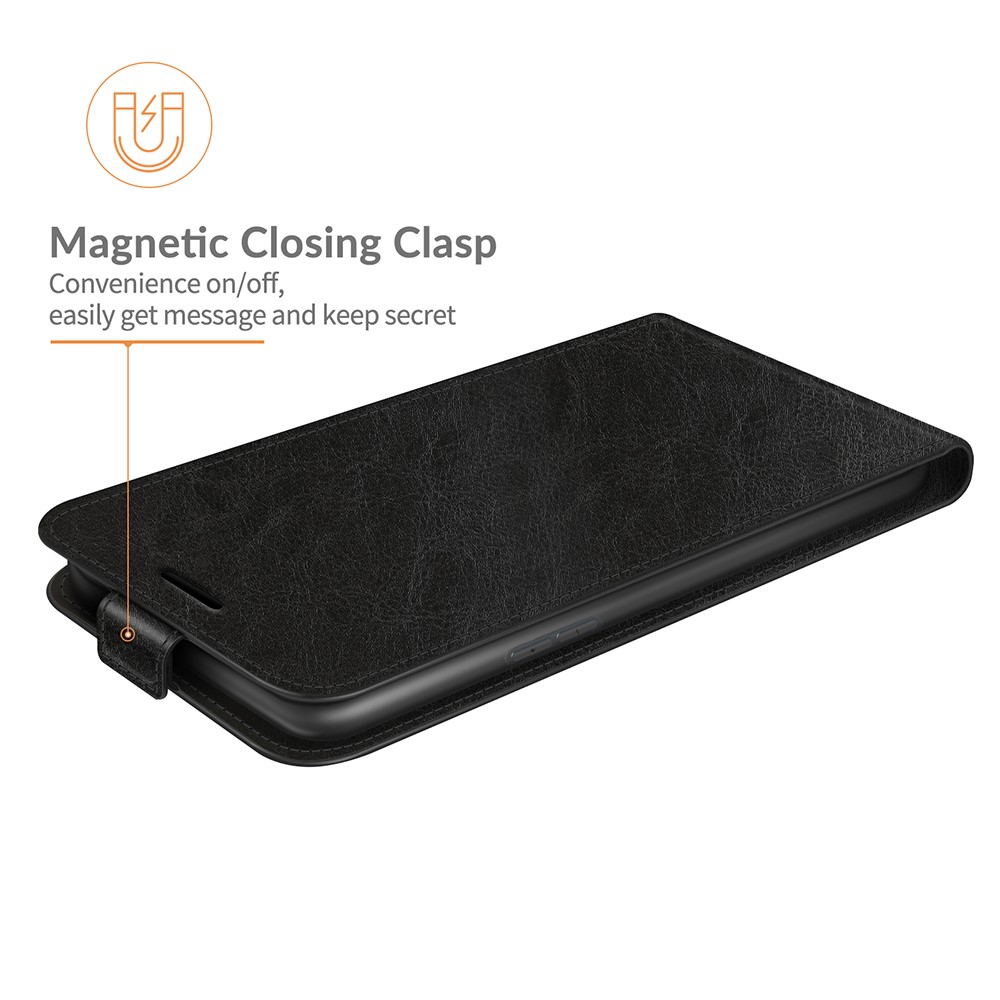 Vertical Flip Crazy Horse Leather Protector Case with Card Slot for Oppo A54 5G - Black-3