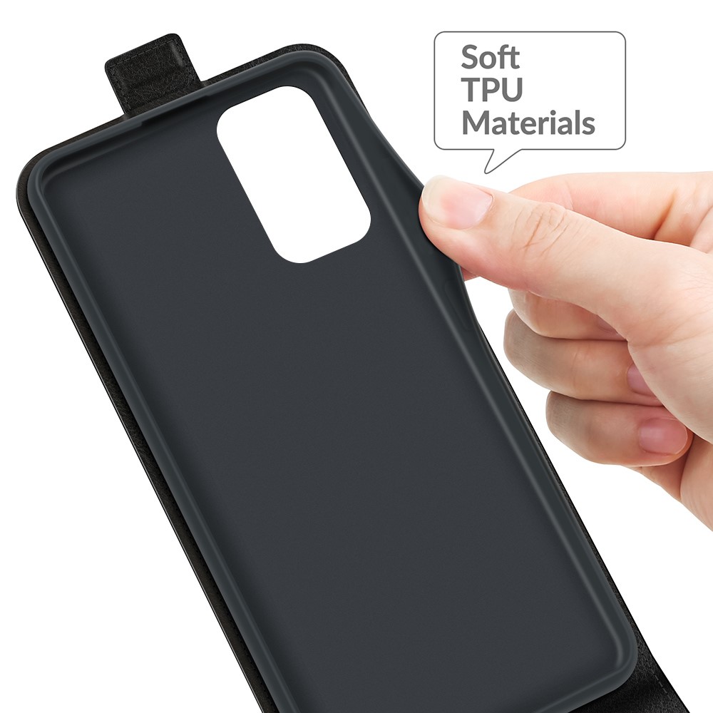 Vertical Flip Crazy Horse Leather Protector Case with Card Slot for Oppo A54 5G - Black-4