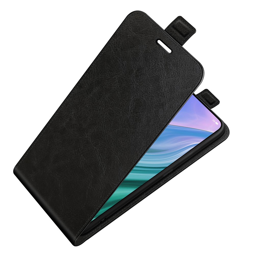 Vertical Flip Crazy Horse Leather Protector Case with Card Slot for Oppo A54 5G - Black-6