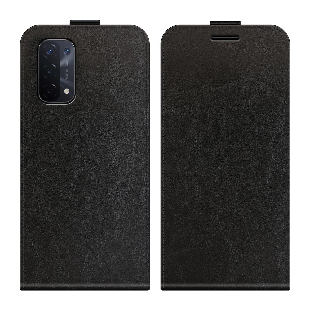 Vertical Flip Crazy Horse Leather Protector Case with Card Slot for Oppo A54 5G - Black-7