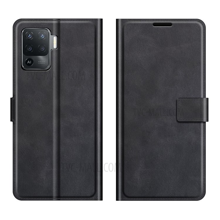 For Oppo A94/F19 Pro Magnetic Clasp Leather Mobile PhoneCase Wallet Stand Cover - Black-1