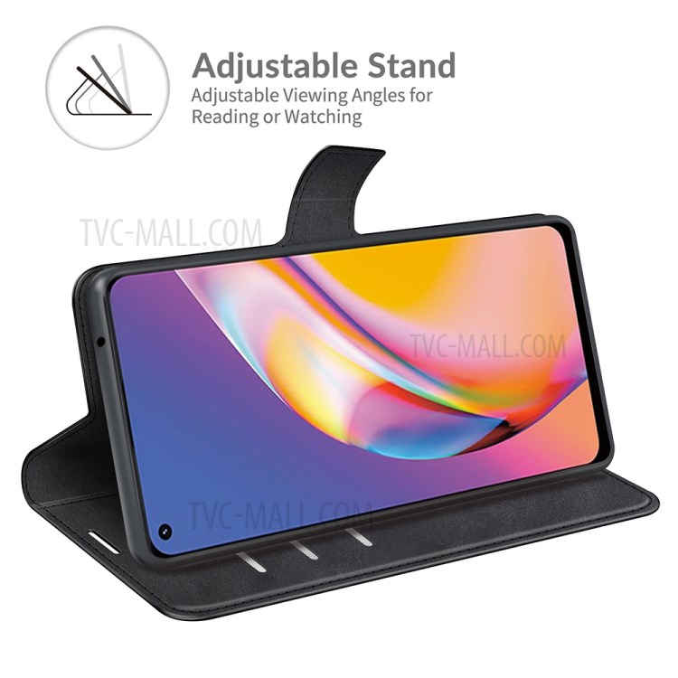 For Oppo A94/F19 Pro Magnetic Clasp Leather Mobile PhoneCase Wallet Stand Cover - Black-2