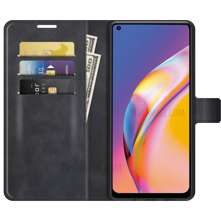 For Oppo A94/F19 Pro Magnetic Clasp Leather Mobile PhoneCase Wallet Stand Cover - Black-6