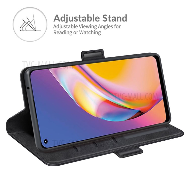 Magnetic Double Clasp Wallet Leather Mobile Phone Case for Oppo A94/F19 Pro Protection Cover with Stand - Black-2