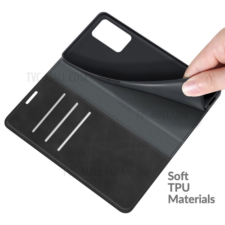 Wallet Stand Design Skin-Touch Leather Case Protective Shell for Oppo A55 5G - Black-4