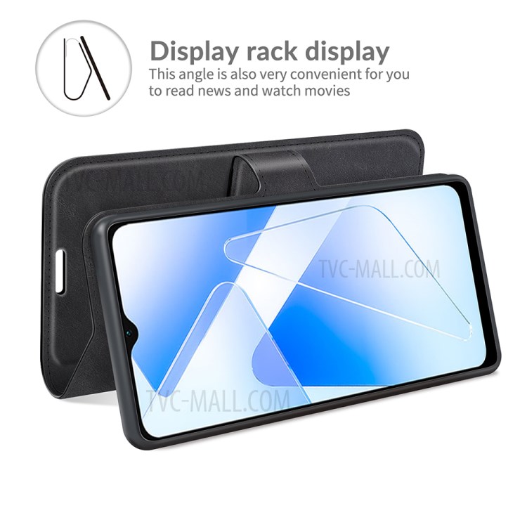 Magnetic Clasp Wallet Stand Leather Protective Case Cellphone Cover for Oppo A55 5G - Black-3
