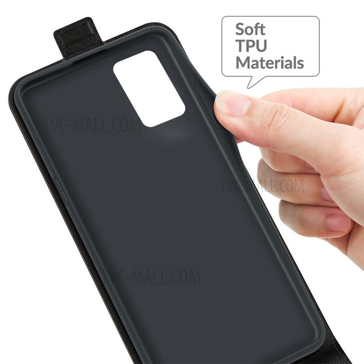 Vertical Flip Crazy Horse Texture Leather Phone Case with Card Holder for Oppo A55 5G - Black-4