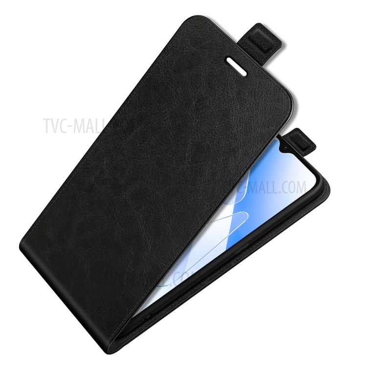Vertical Flip Crazy Horse Texture Leather Phone Case with Card Holder for Oppo A55 5G - Black-5