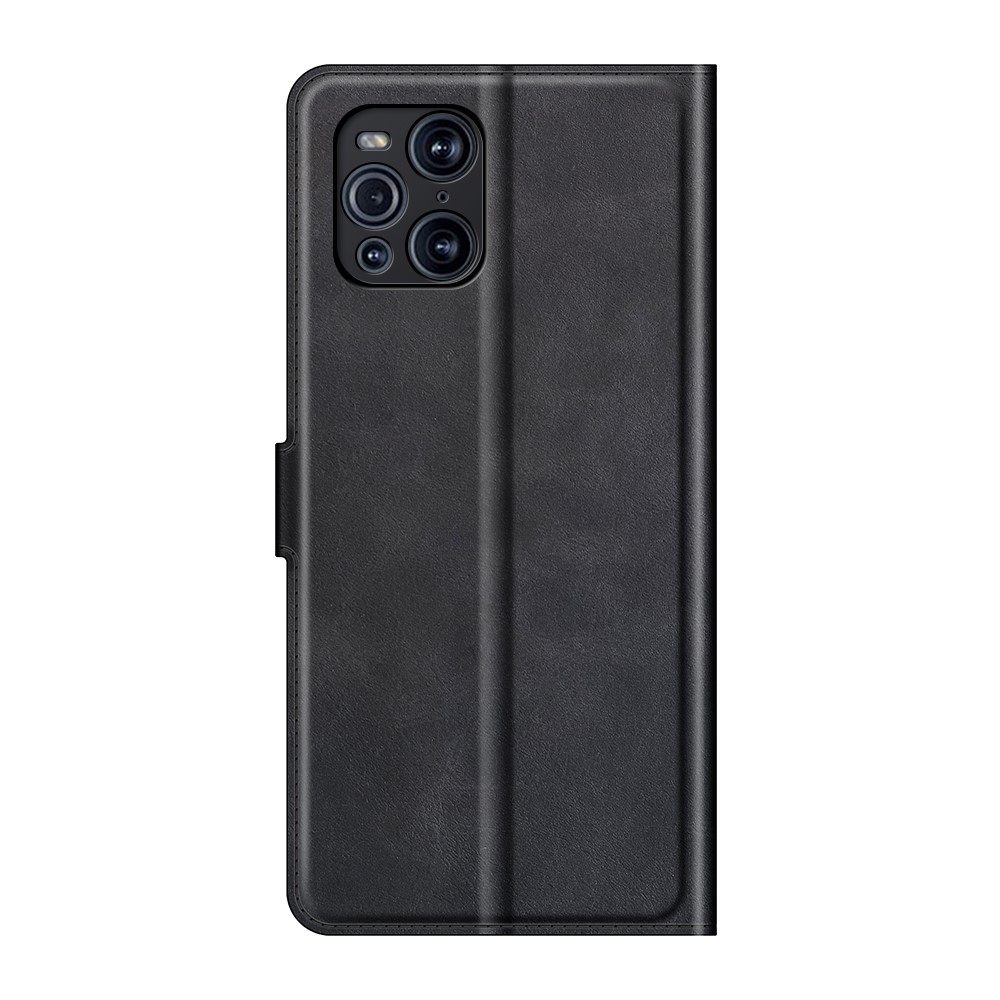 Magnetic Clasp Leather Wallet Standing Protective Case Cover for Oppo Find X3/Find X3 Pro - Black-3