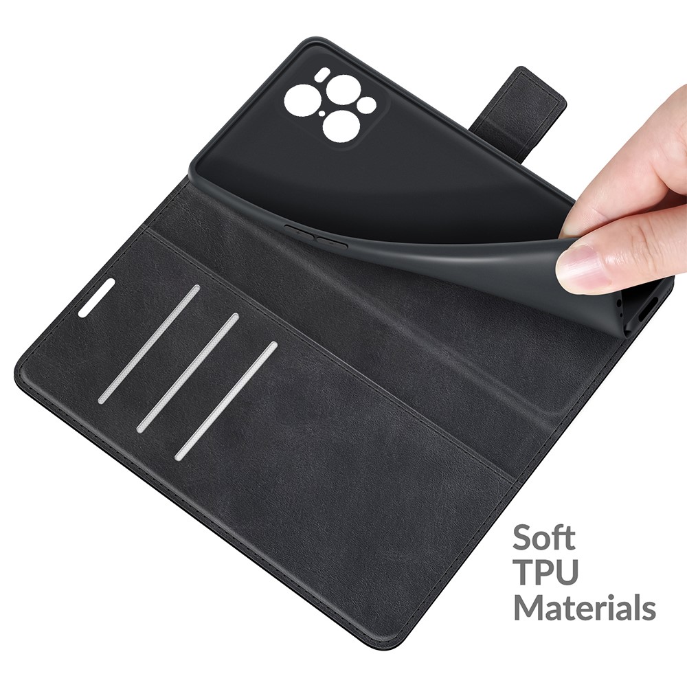 Magnetic Clasp Leather Wallet Standing Protective Case Cover for Oppo Find X3/Find X3 Pro - Black-7