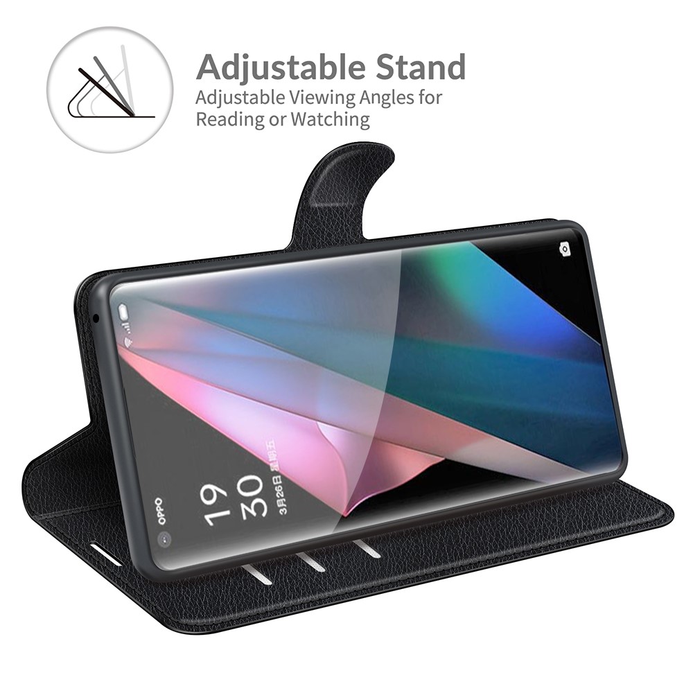 Litchi Skin Magnetic Leather Stand Case for Oppo Find X3 Pro / Oppo Find X3 - Black-5