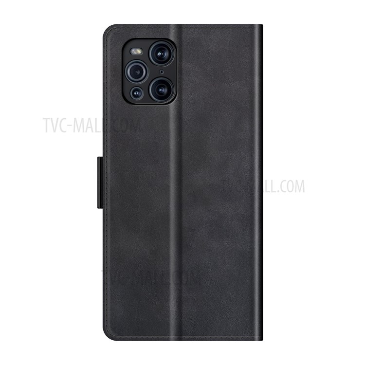 Double Magnetic Clasp Stand Wallet Case with Card Holder for Oppo Find X3/Find X3 Pro - Black-3
