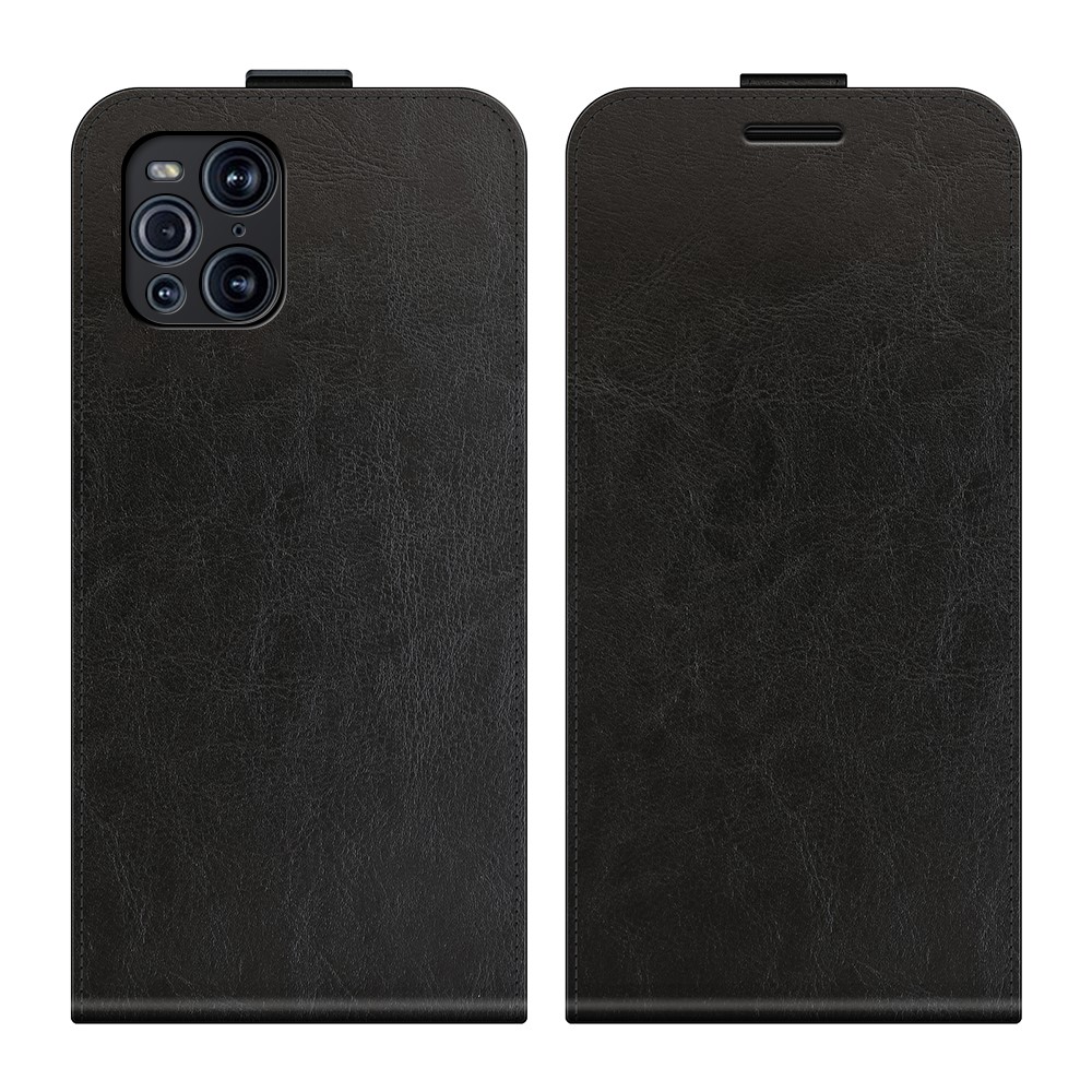 Crazy Horse Vertical Flip Leather Protective Case for Oppo Find X3 Pro/Find X - Black-1