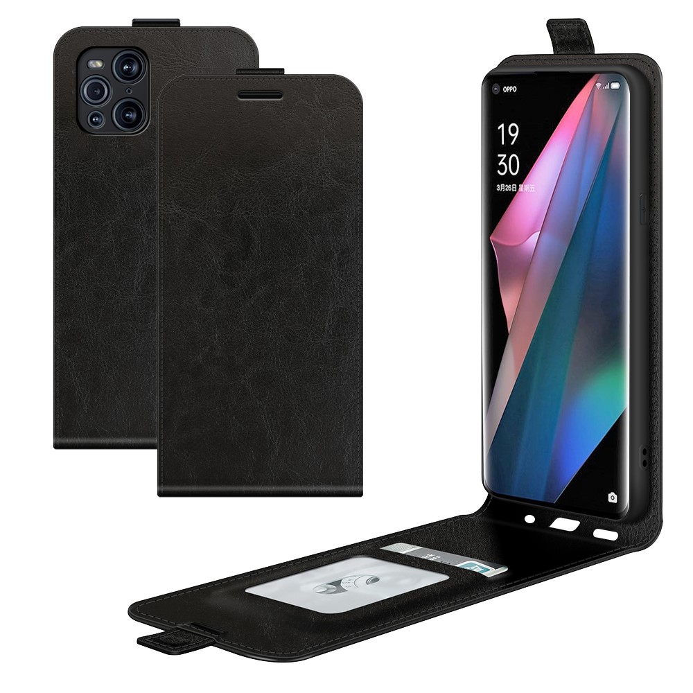 Crazy Horse Vertical Flip Leather Protective Case for Oppo Find X3 Pro/Find X - Black-8