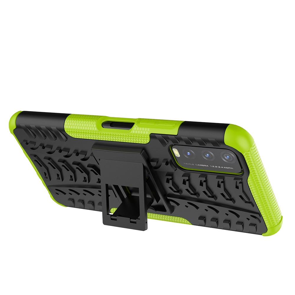 Kickstand Design 2-in-1 Tyre Pattern PC + TPU Combo Back Case for vivo Y20 / vivo Y20s / vivo Y11s / vivo Y12s - Green-5