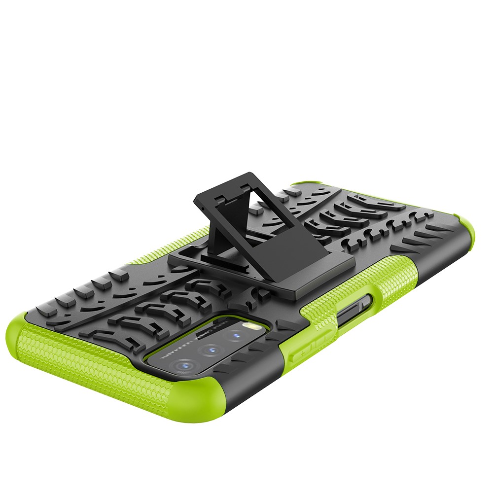 Kickstand Design 2-in-1 Tyre Pattern PC + TPU Combo Back Case for vivo Y20 / vivo Y20s / vivo Y11s / vivo Y12s - Green-6