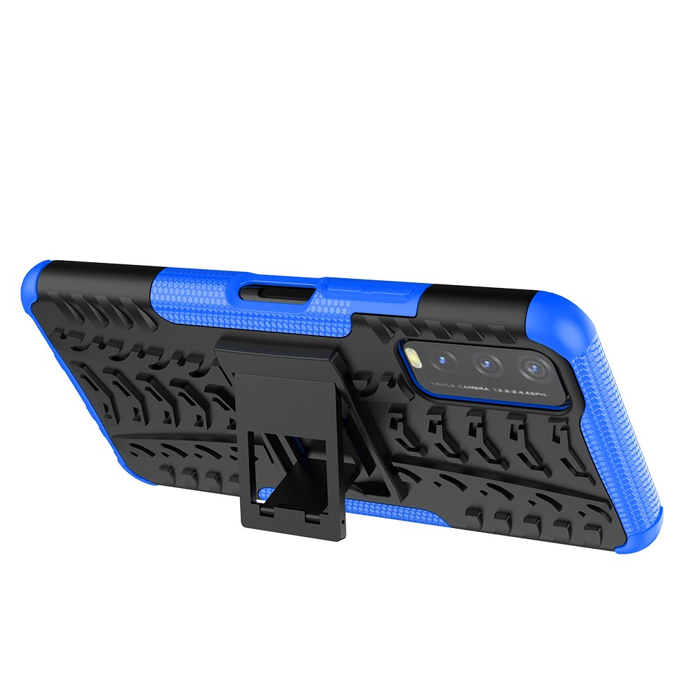 Kickstand Design 2-in-1 Tyre Pattern PC + TPU Combo Back Case for vivo Y20 / vivo Y20s / vivo Y11s / vivo Y12s - Blue-5