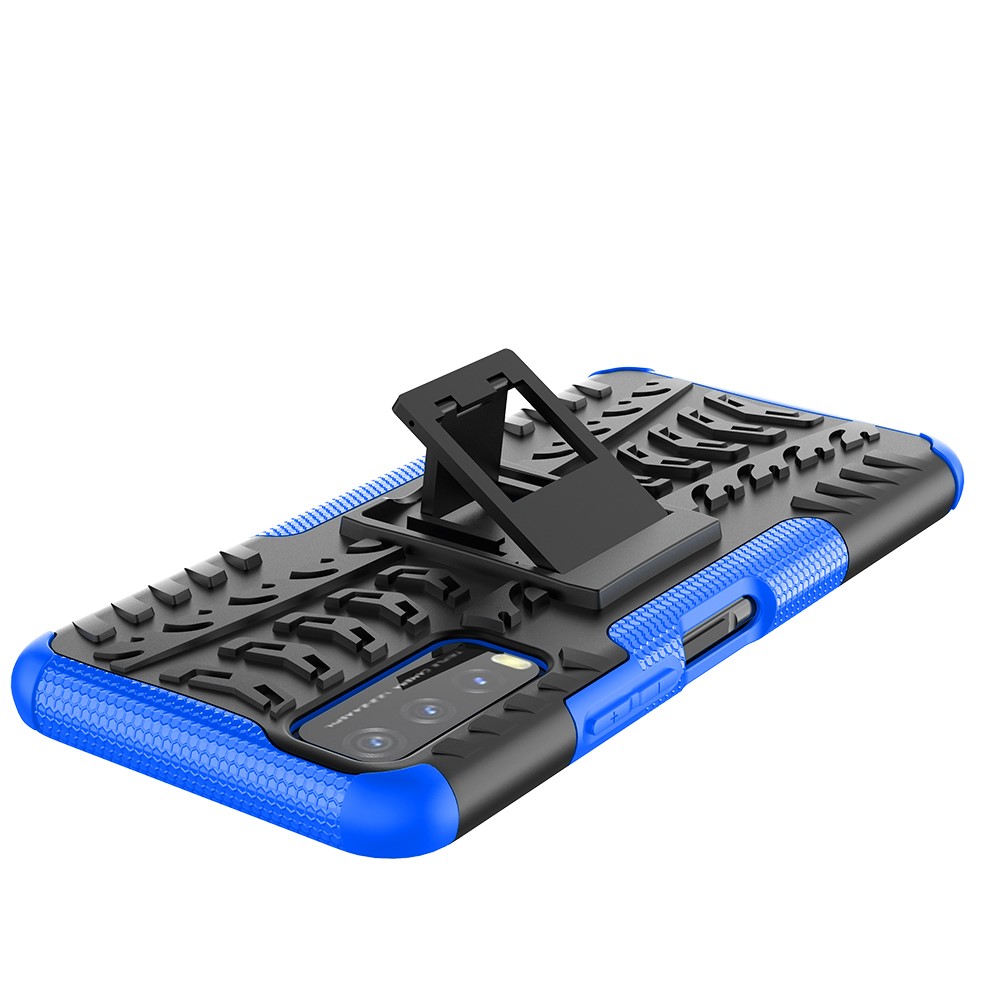 Kickstand Design 2-in-1 Tyre Pattern PC + TPU Combo Back Case for vivo Y20 / vivo Y20s / vivo Y11s / vivo Y12s - Blue-6