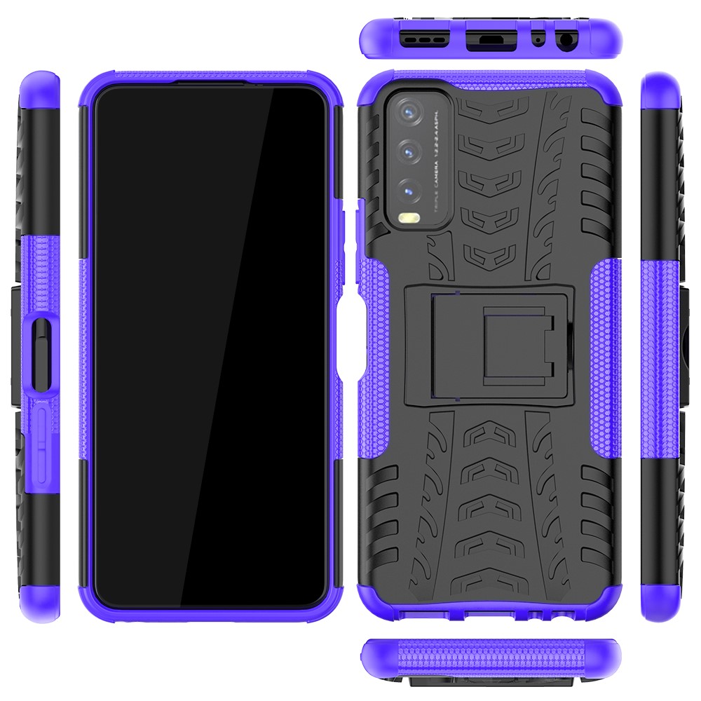 Kickstand Design 2-in-1 Tyre Pattern PC + TPU Combo Back Case for vivo Y20 / vivo Y20s / vivo Y11s / vivo Y12s - Purple-2
