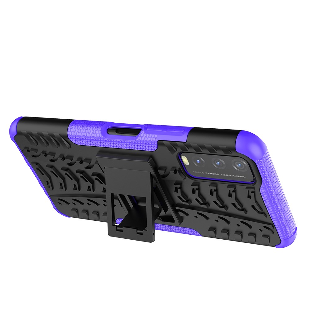 Kickstand Design 2-in-1 Tyre Pattern PC + TPU Combo Back Case for vivo Y20 / vivo Y20s / vivo Y11s / vivo Y12s - Purple-5