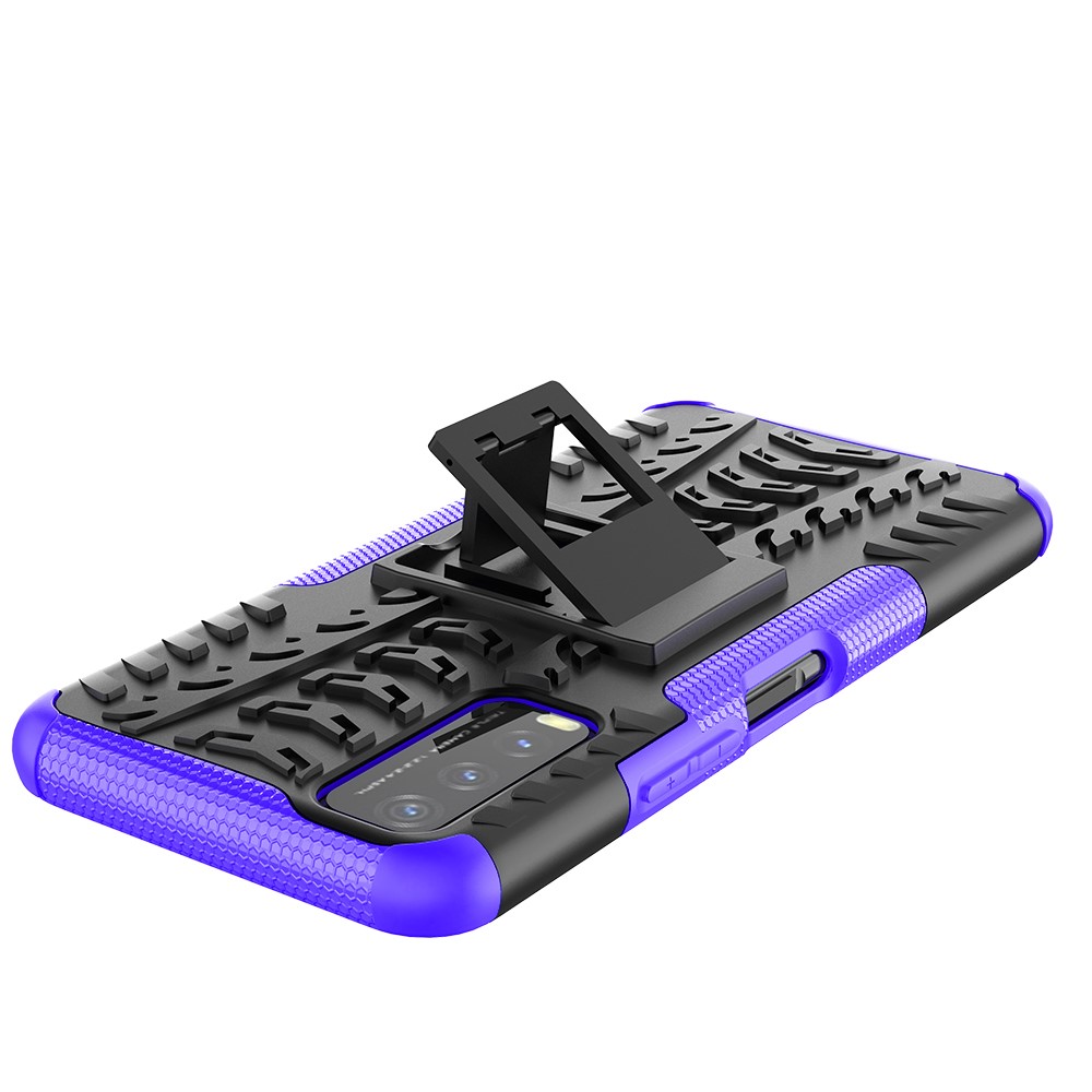 Kickstand Design 2-in-1 Tyre Pattern PC + TPU Combo Back Case for vivo Y20 / vivo Y20s / vivo Y11s / vivo Y12s - Purple-6