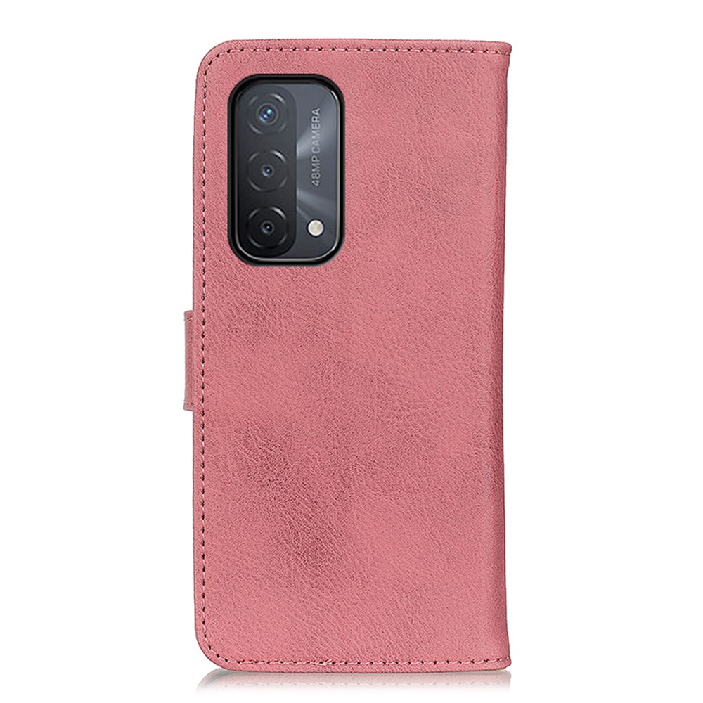KHAZNEH Magnetic Clasp PU Leather Phone Shell Wallet Case for Oppo A93 5G/A54 5G/A74 5G - Pink-3