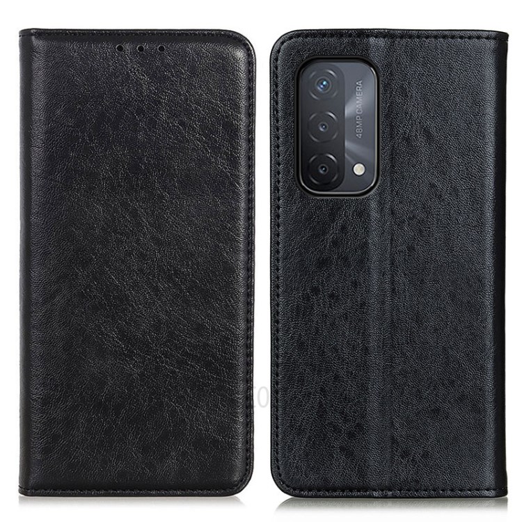 Auto-absorbed Crazy Horse Texture Leather Case Wallet Stand Shell for Oppo A93 5G/A54 5G/A74 5G - Black-1