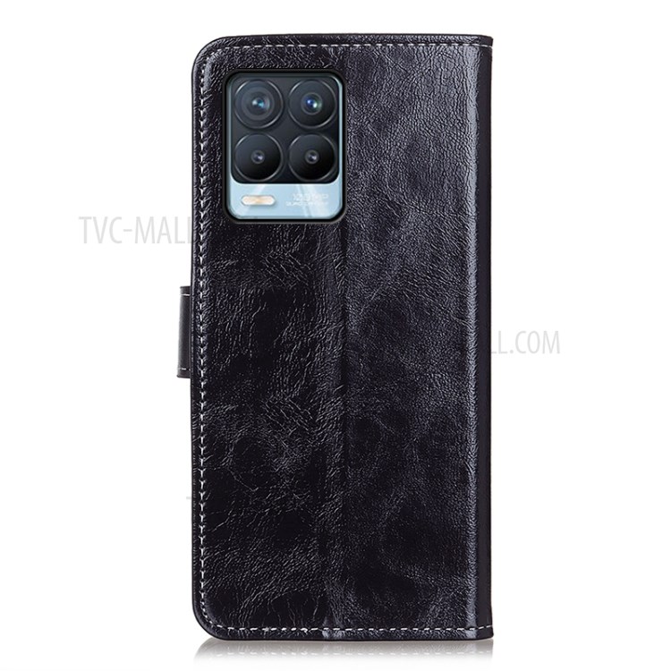 Vintage Style Crazy Horse Wallet Stand Leather Phone Casing for Realme 8/8 Pro - Black-3