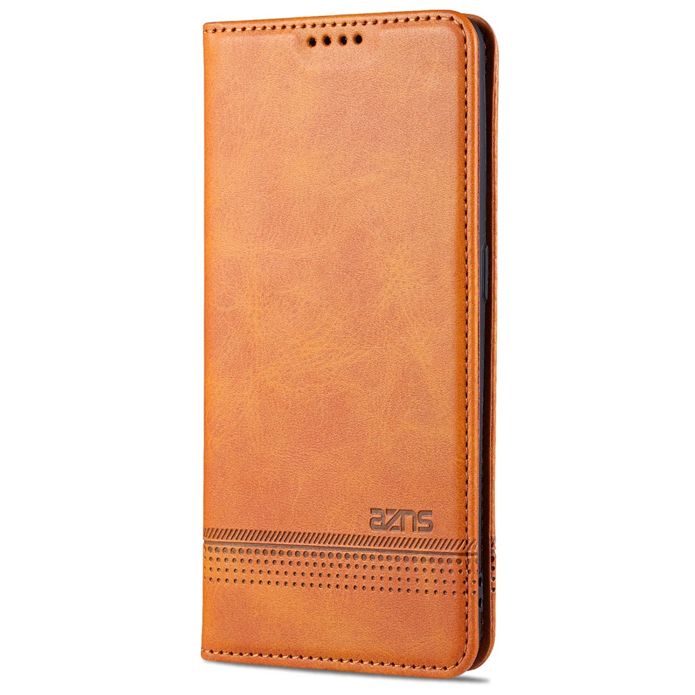 AZNS Auto-absorbed Magnetic Stand Wallet Design Leather Phone Cover Case for Oppo A94/F19 Pro/Reno5 Lite - Brown-2