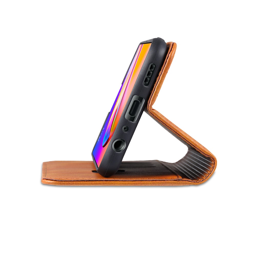 AZNS Auto-absorbed Magnetic Stand Wallet Design Leather Phone Cover Case for Oppo A94/F19 Pro/Reno5 Lite - Brown-5
