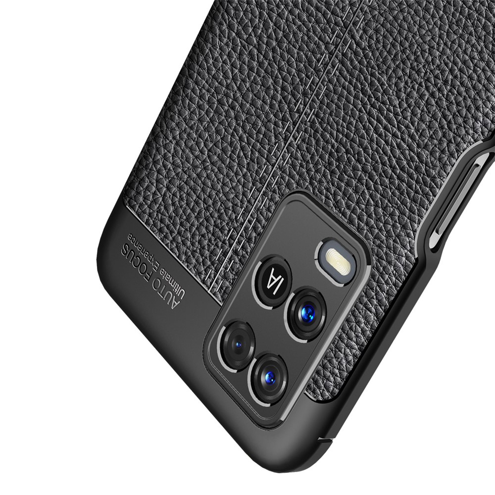 Litchi Texture TPU Phone Back Case Soft Protection Cover for Oppo A54 4G - Black-2